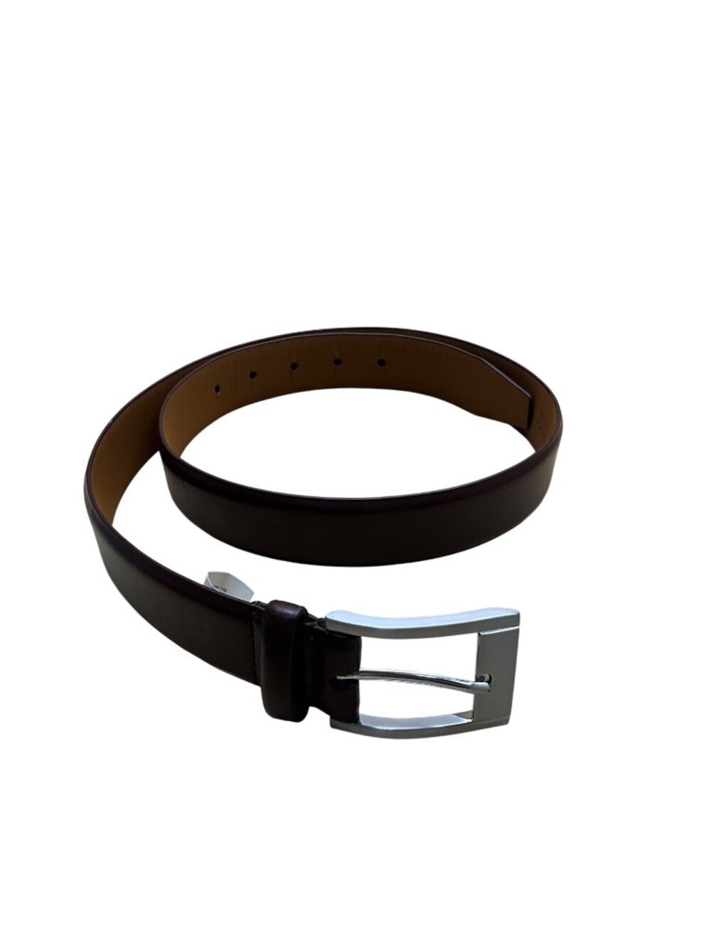 Nordstrom Mens Brown Man-Made Leather Belt Silver Buckle Formal Classic Size 36